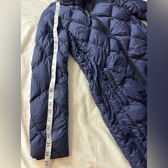 Michael Kors Packable Down Fill Dark Blue Puffer Coat Long Winter Jacket Size XS - Picture 9 of 16